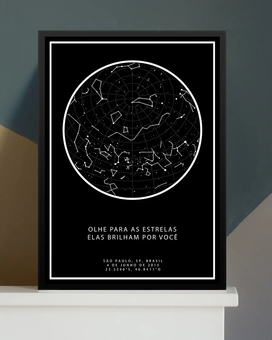 Quadro Classic preto com o mapa das estrelas